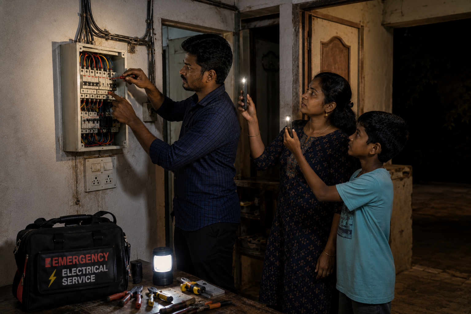 Electrical professional at work